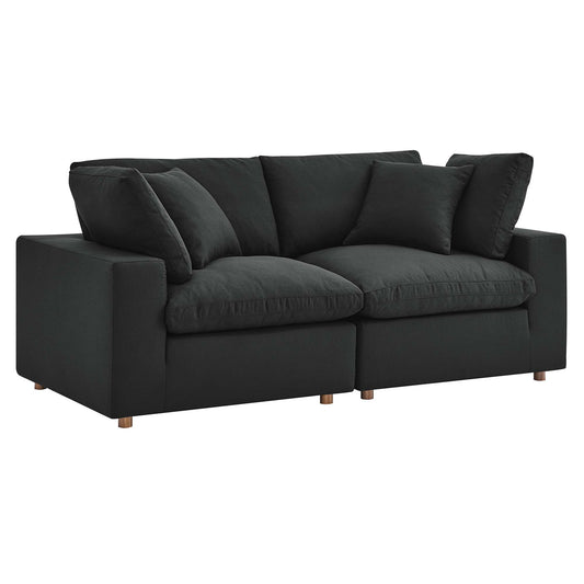 Angelic 2-Piece Cloudblend Loveseat Sectional, Black