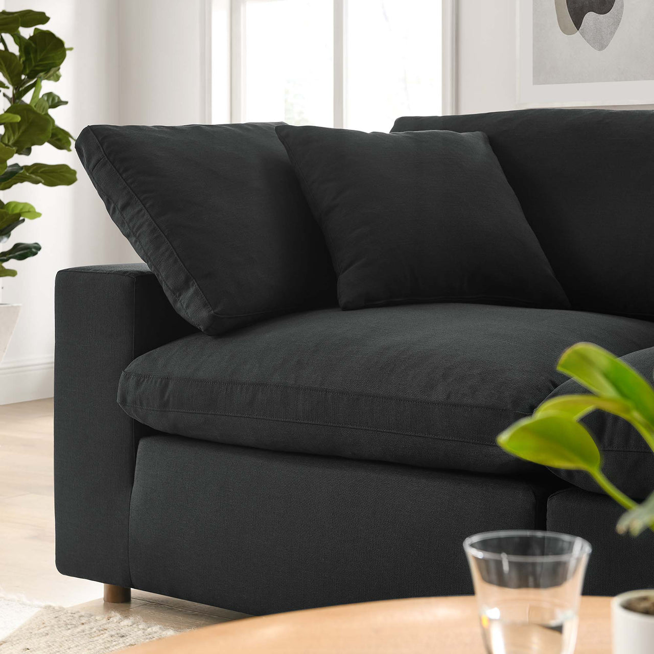 Angelic 2-Piece Cloudblend Loveseat Sectional, Black