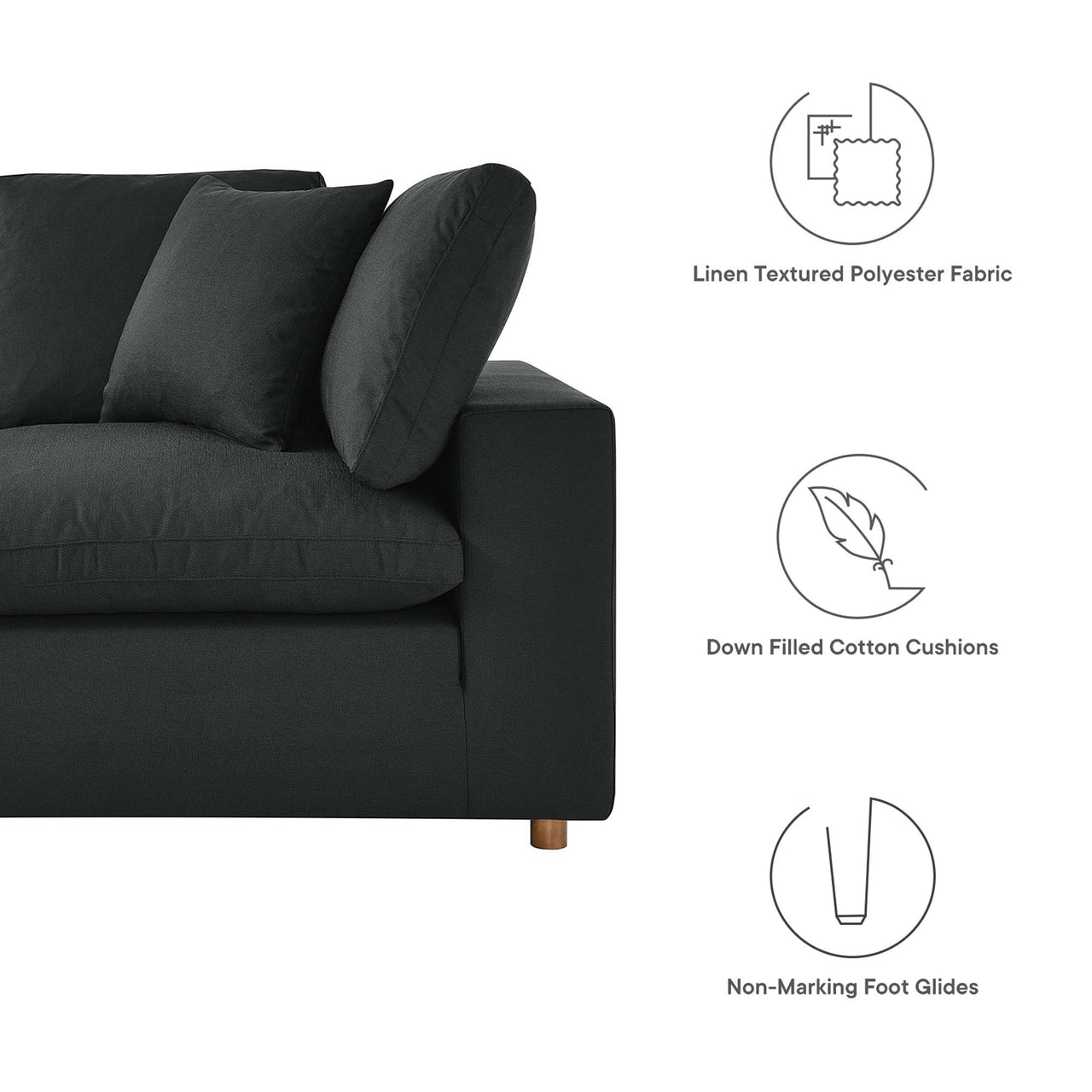 Angelic 2-Piece Cloudblend Loveseat Sectional, Black