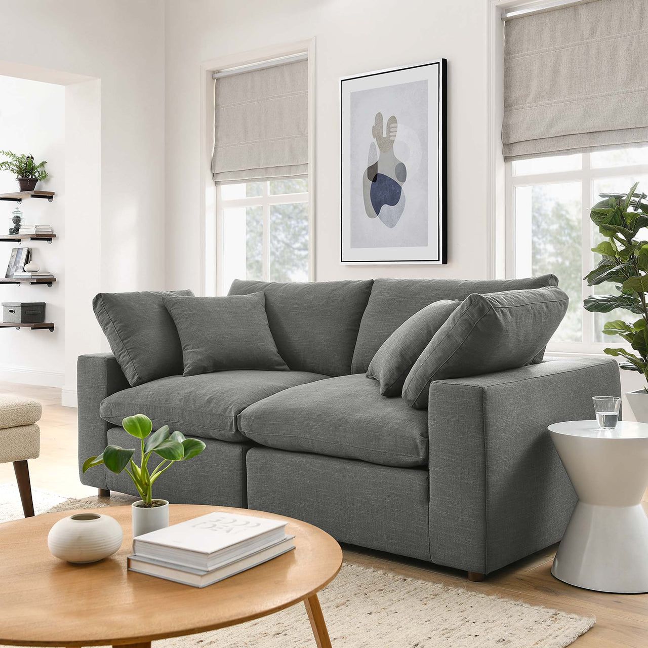 Angelic 2-Piece Cloudblend Loveseat Sectional, Gray