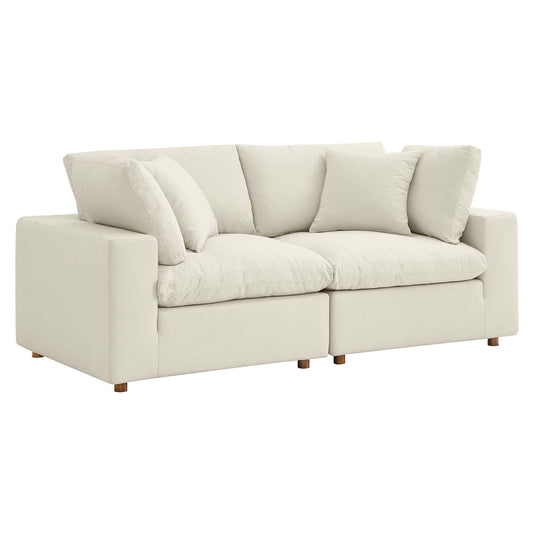 Angelic 2-Piece Cloudblend Loveseat Sectional, Light Beige