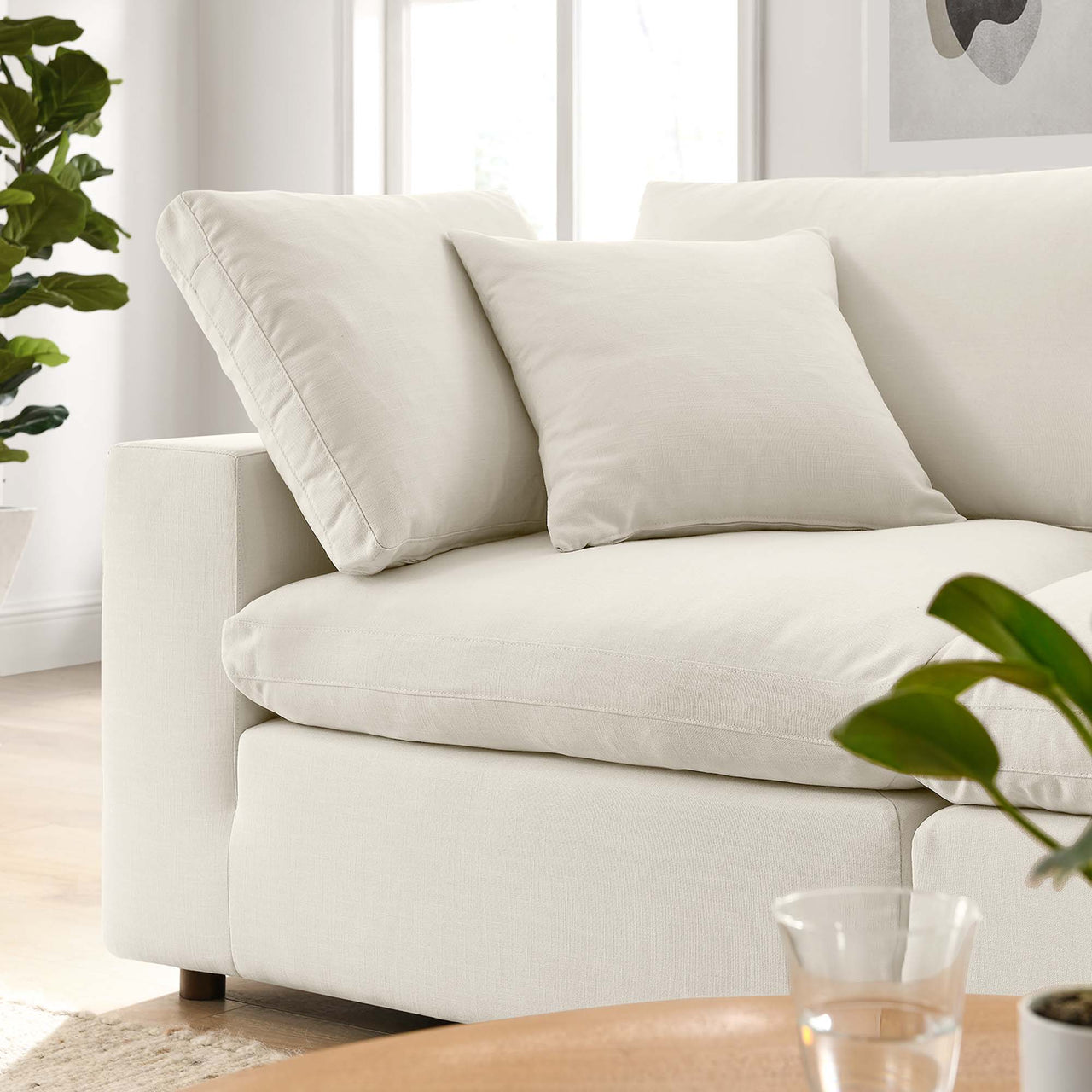 Angelic 2-Piece Cloudblend Loveseat Sectional, Light Beige