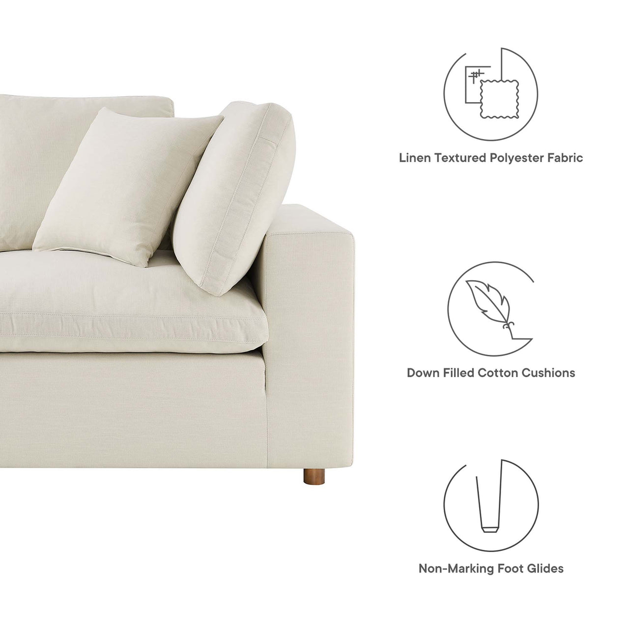 Angelic 2-Piece Cloudblend Loveseat Sectional, Light Beige