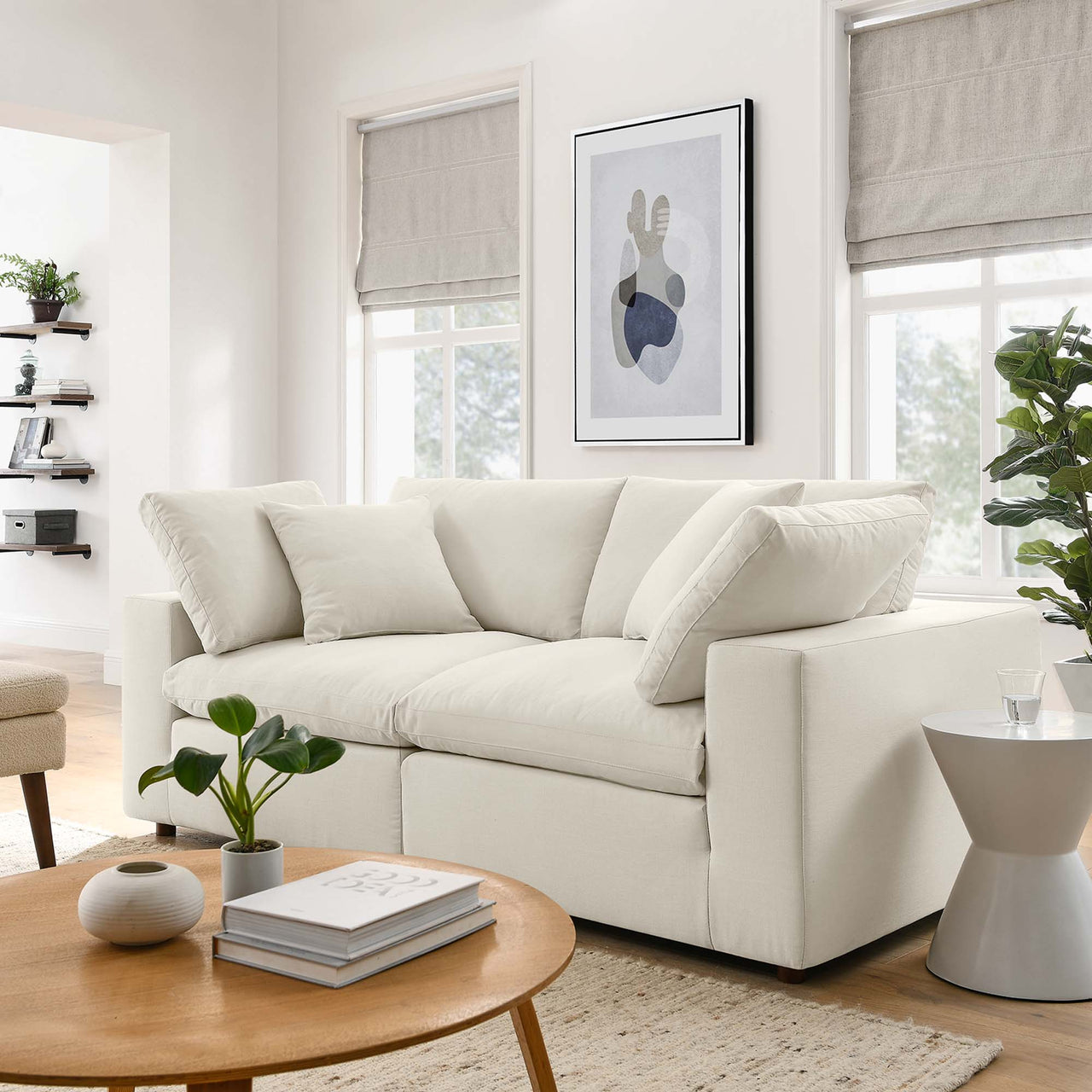 Angelic 2-Piece Cloudblend Loveseat Sectional, Light Beige
