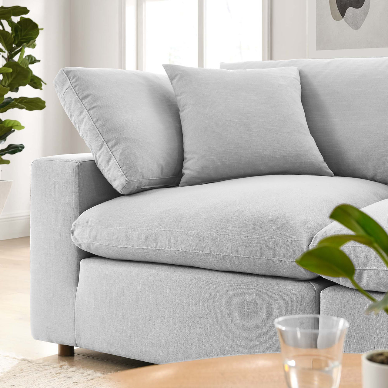 Angelic 2-Piece Cloudblend Loveseat Sectional, Light Gray