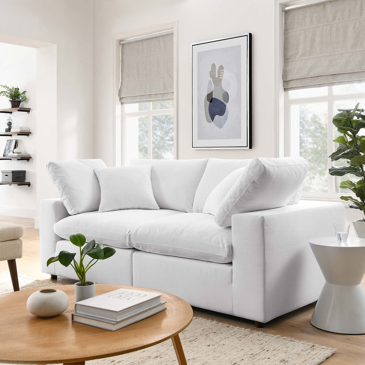 Angelic 2-Piece Cloudblend Loveseat Sectional, Pure White