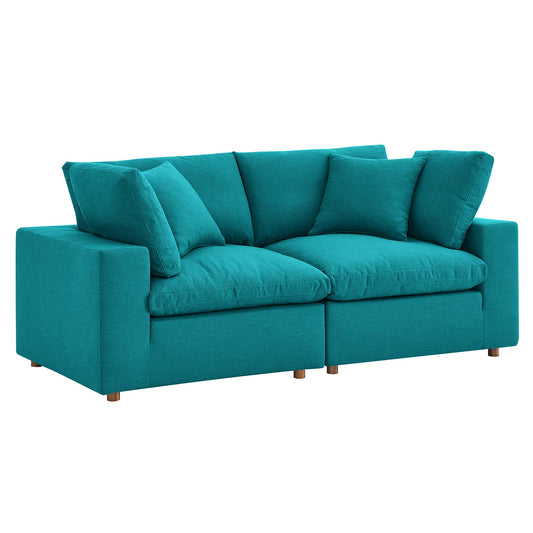 Angelic 2-Piece Cloudblend Loveseat Sectional, Teal