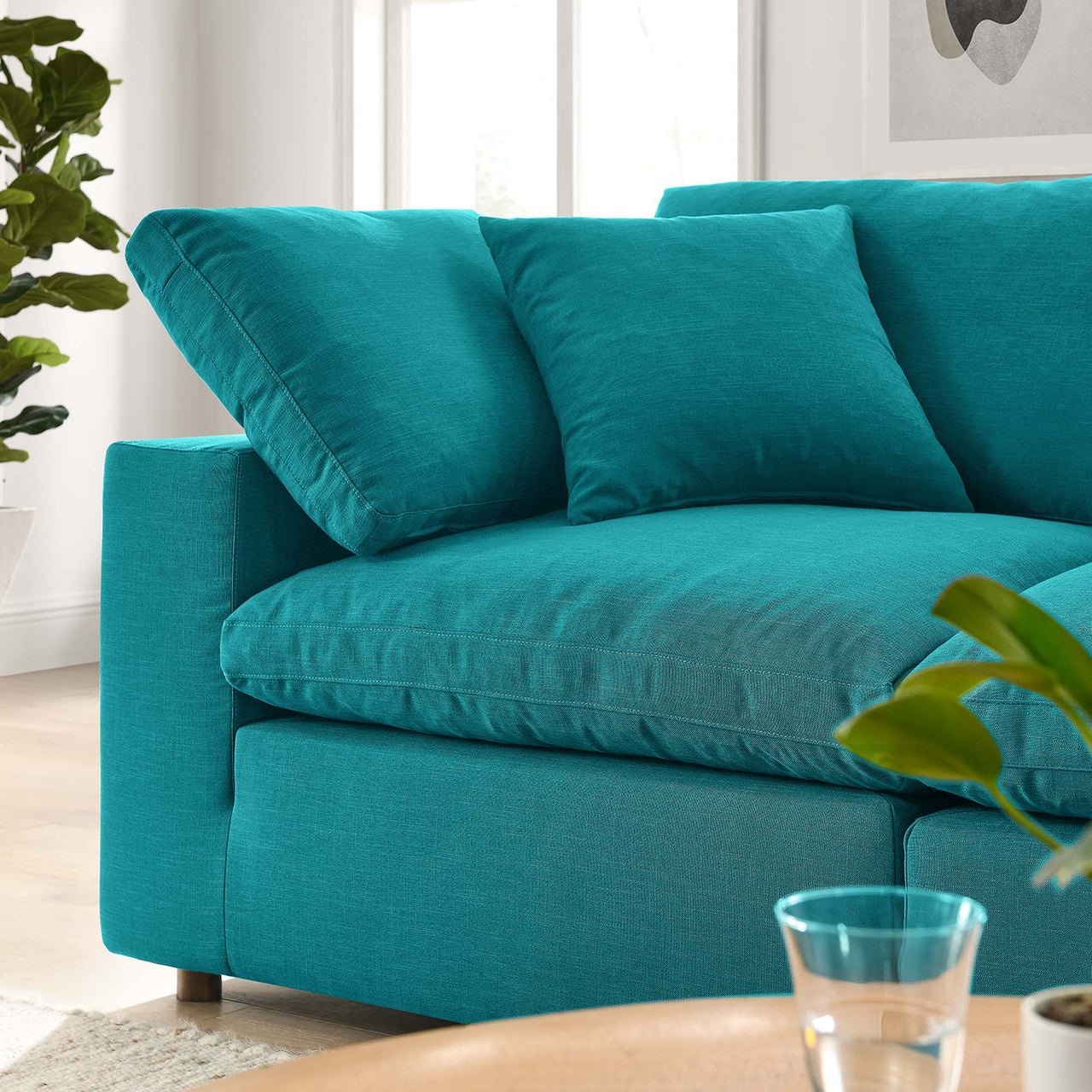Angelic 2-Piece Cloudblend Loveseat Sectional, Teal