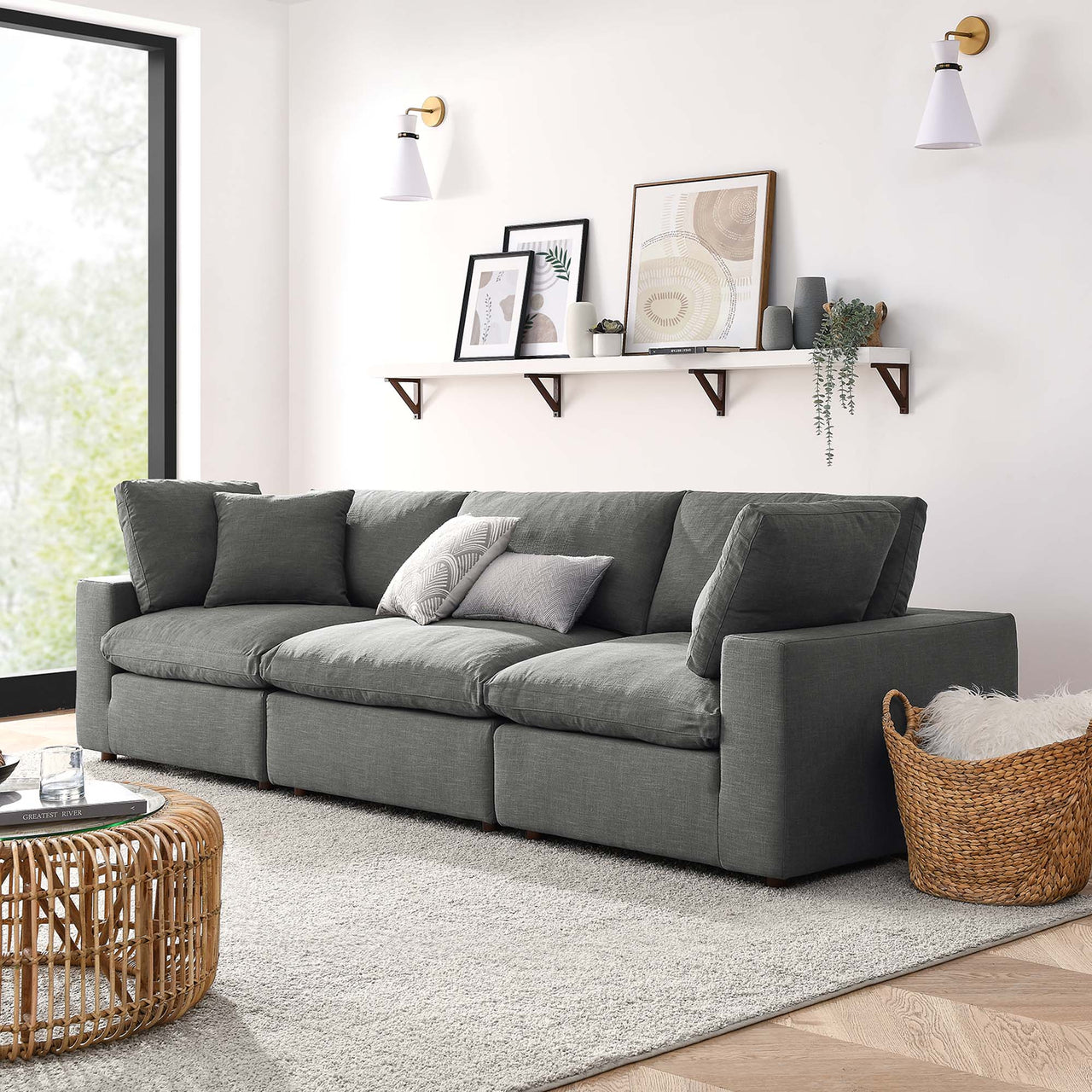 Angelic 3-Piece Cloudblend Sofa Sectional, Gray