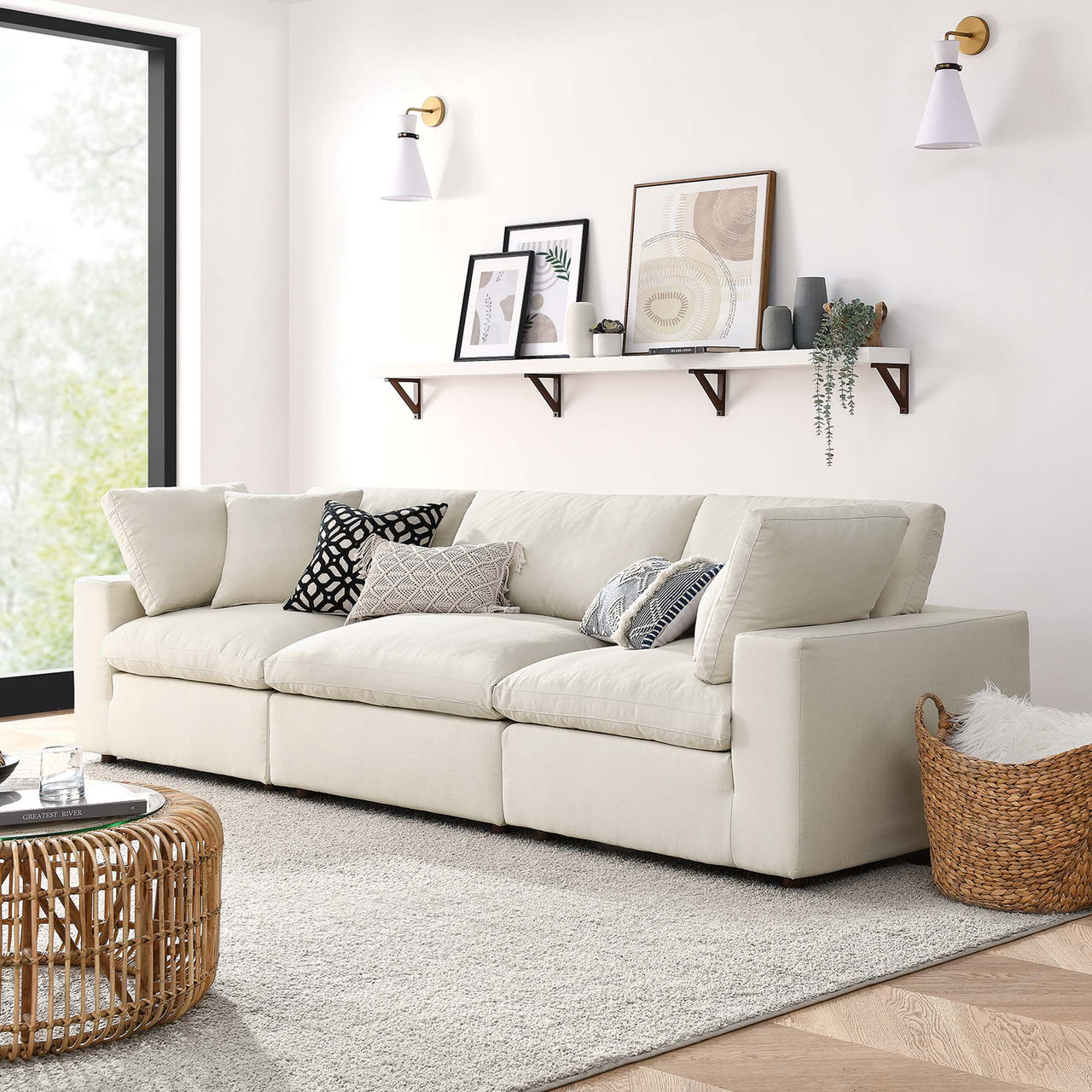 Angelic 3-Piece Cloudblend Sofa Sectional, Light Beige