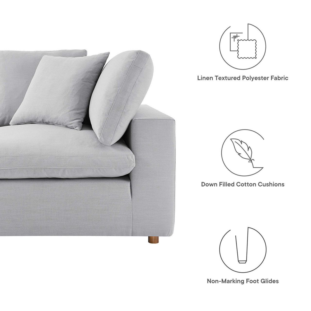 Angelic 3-Piece Cloudblend Sofa Sectional, Light Gray