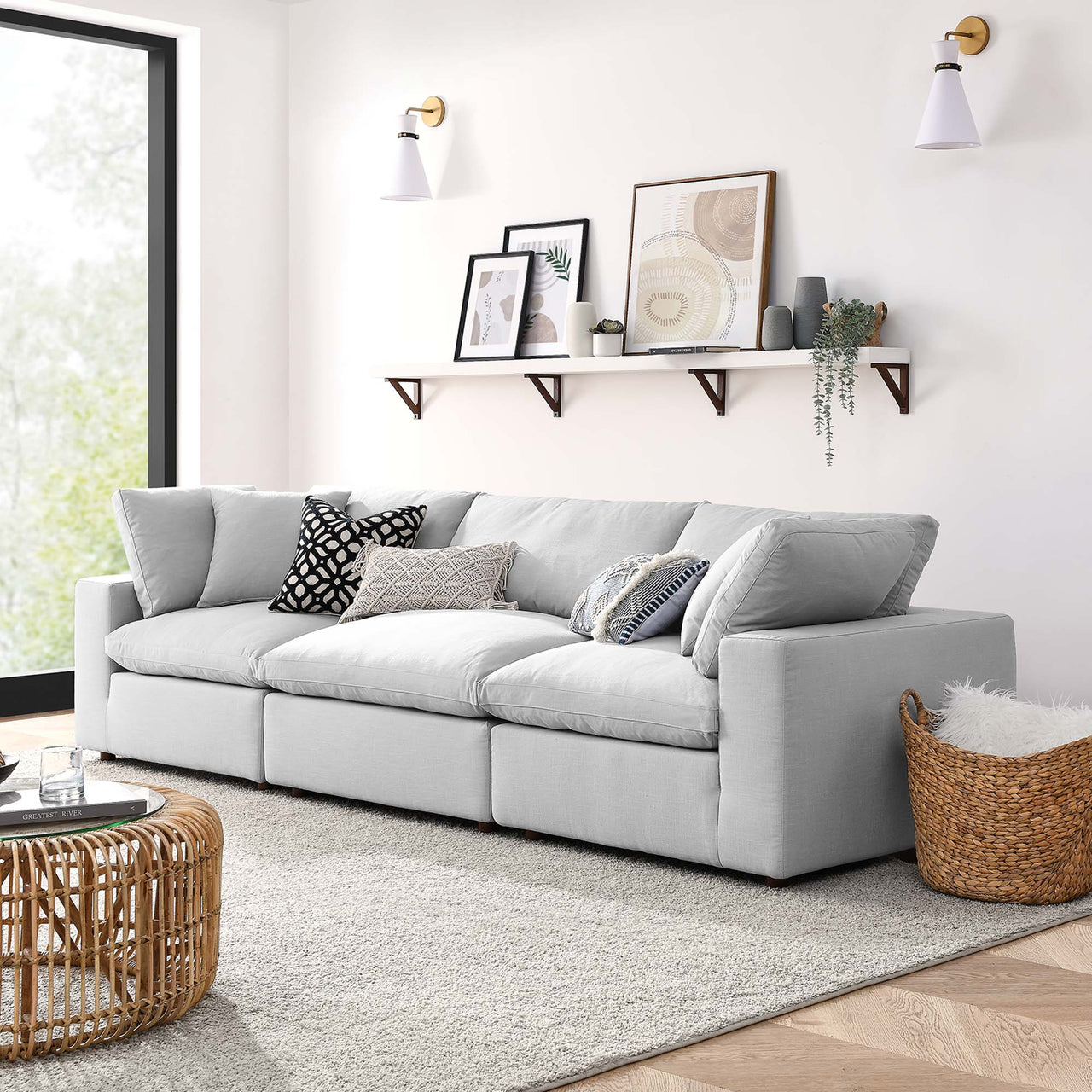 Angelic 3-Piece Cloudblend Sofa Sectional, Light Gray