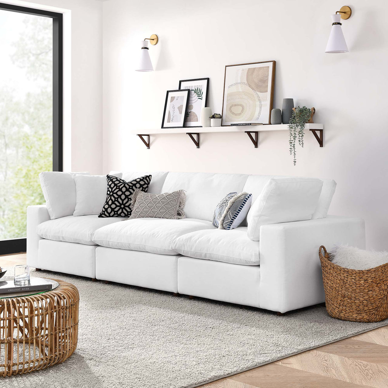 Angelic 3-Piece Cloudblend Sofa Sectional, Pure White