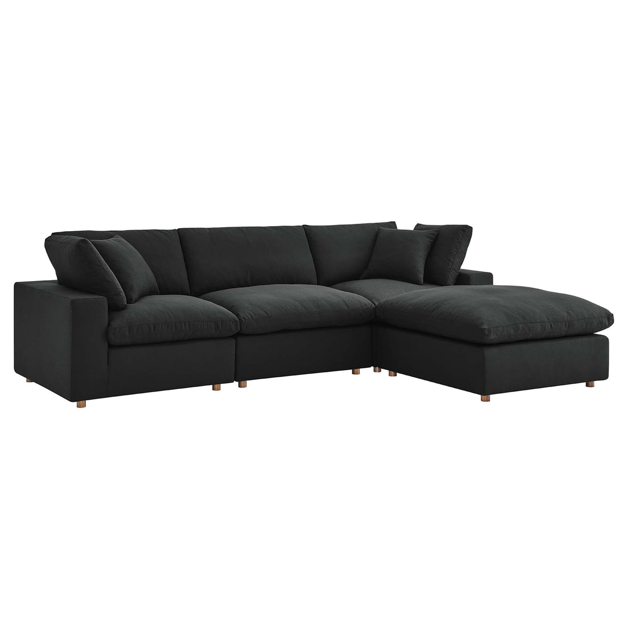 Angelic 4-Piece Cloudblend L-Shaped Sectional, Black