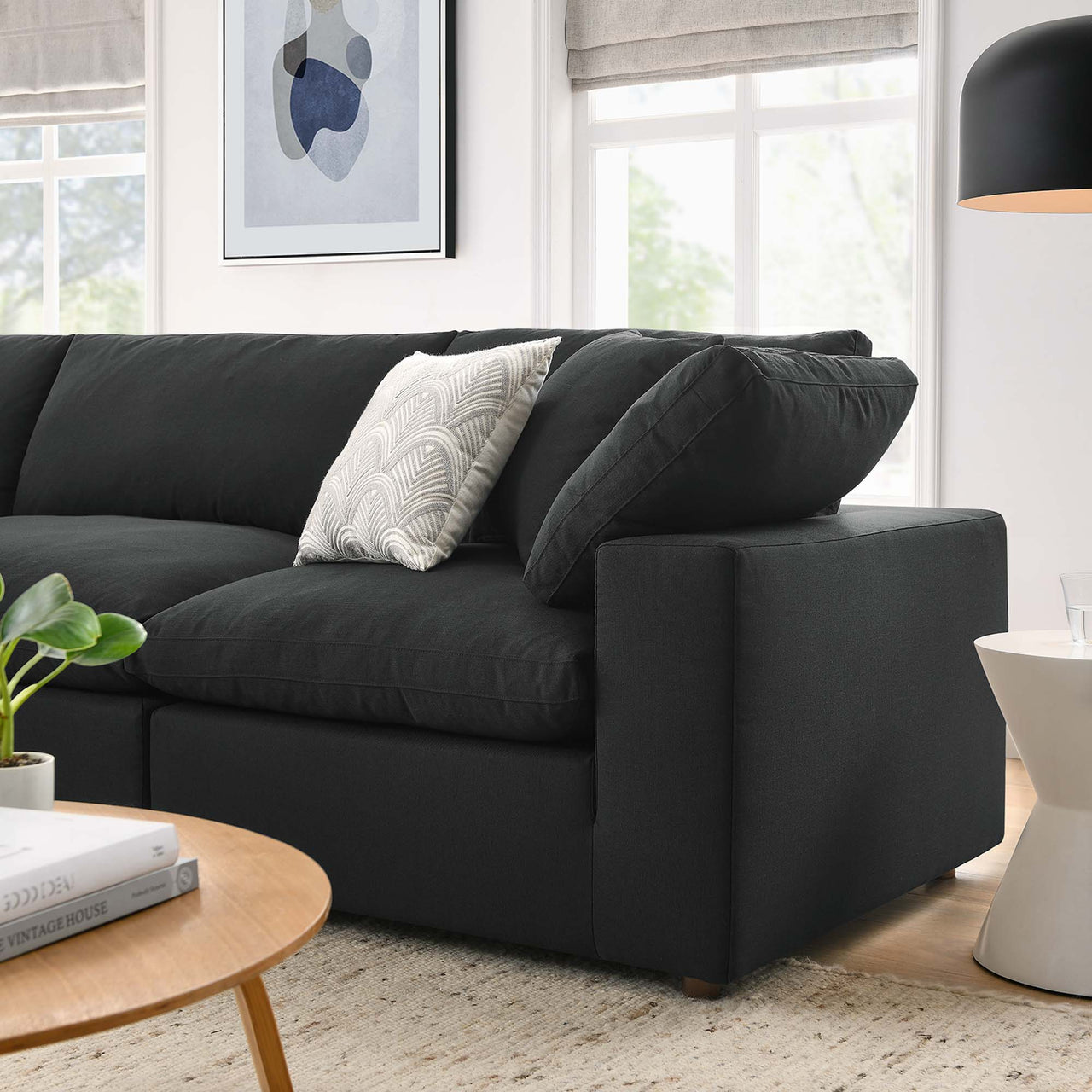 Angelic 4-Piece Cloudblend L-Shaped Sectional, Black