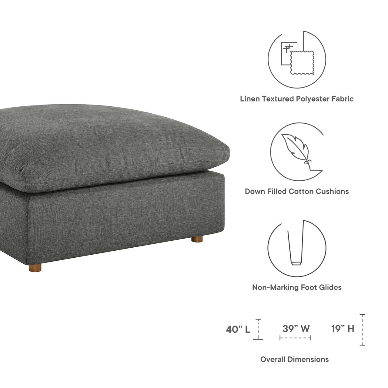 Angelic 4-Piece Cloudblend L-Shaped Sectional, Gray