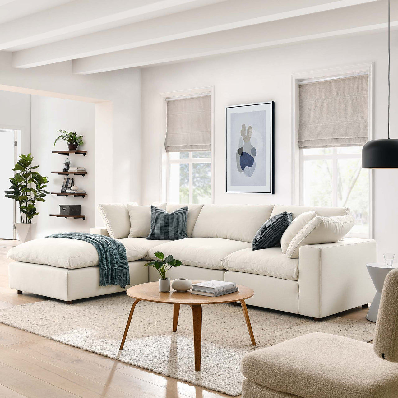 Angelic 4-Piece Cloudblend L-Shaped Sectional, Light Beige