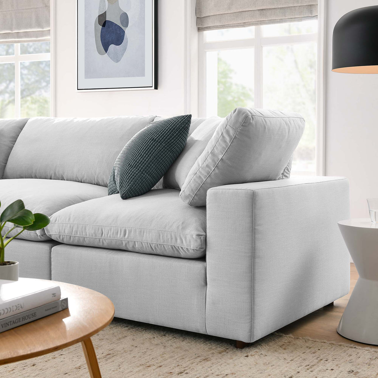 Angelic 4-Piece Cloudblend L-Shaped Sectional, Light Gray