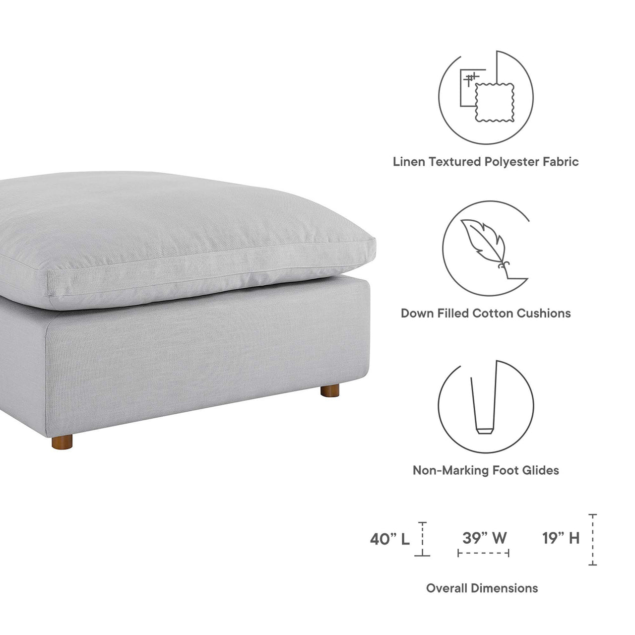 Angelic 4-Piece Cloudblend L-Shaped Sectional, Light Gray