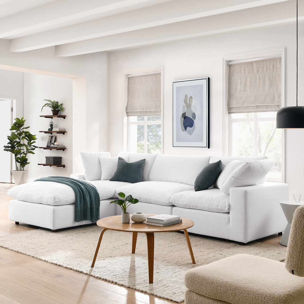 Angelic 4-Piece Cloudblend L-Shaped Sectional, Pure White