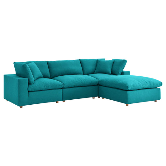 Angelic 4-Piece Cloudblend L-Shaped Sectional, Teal