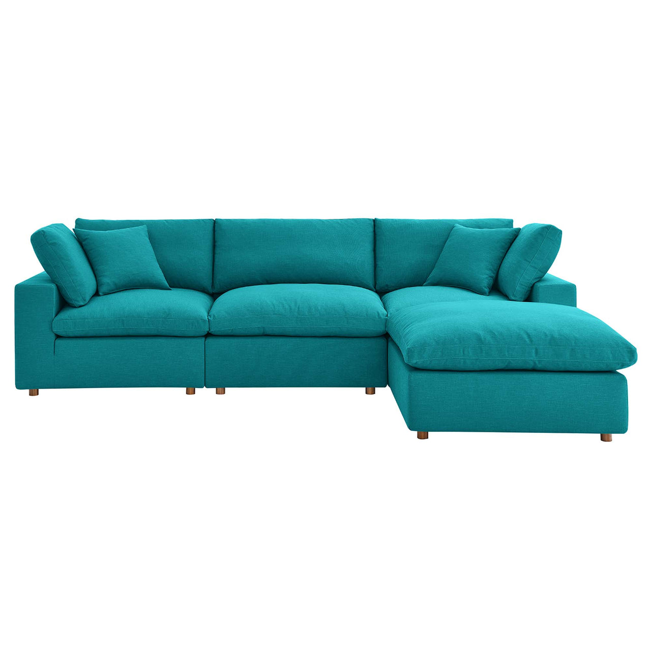 Angelic 4-Piece Cloudblend L-Shaped Sectional, Teal