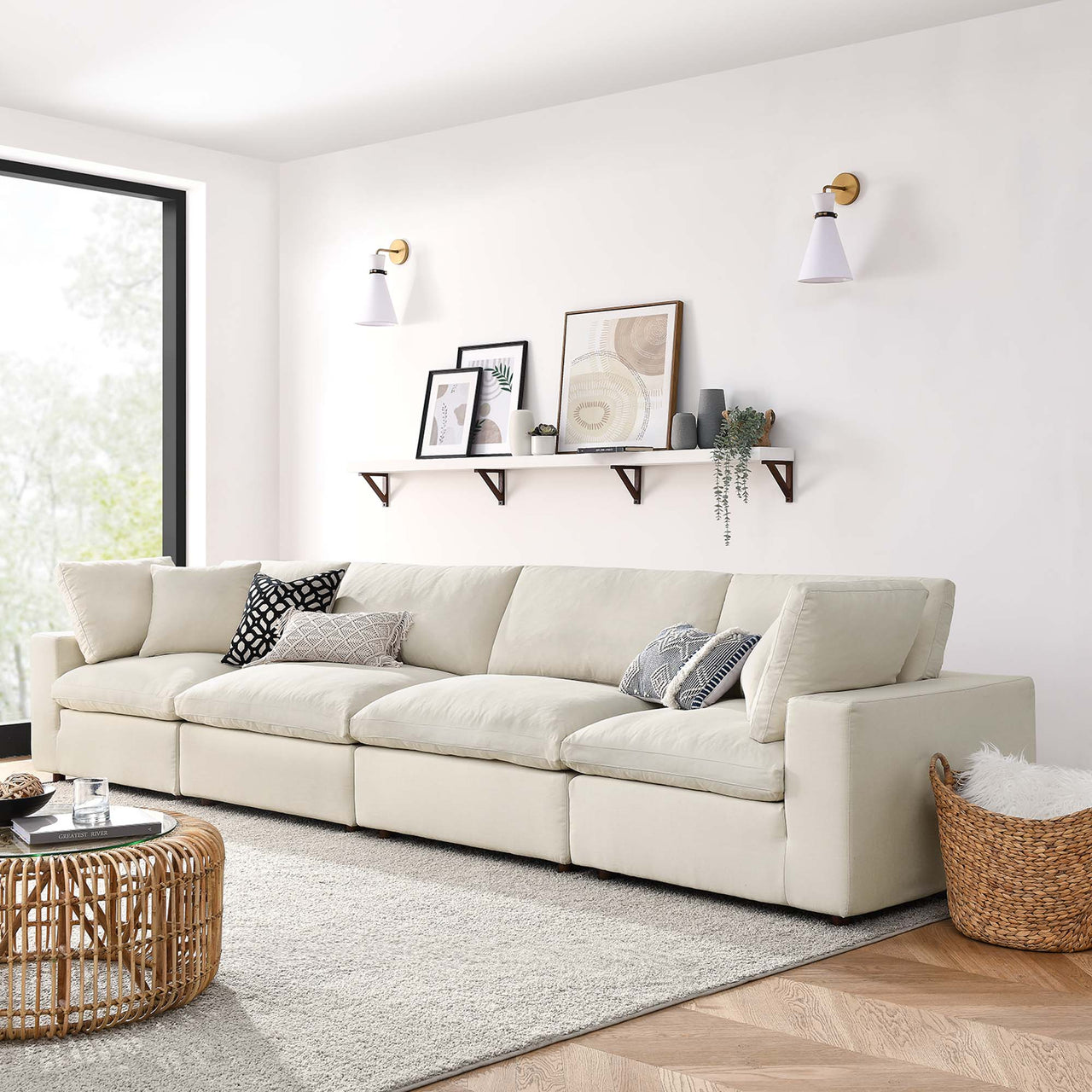 Angelic 4-Piece Cloudblend Sofa Sectional, Light Beige