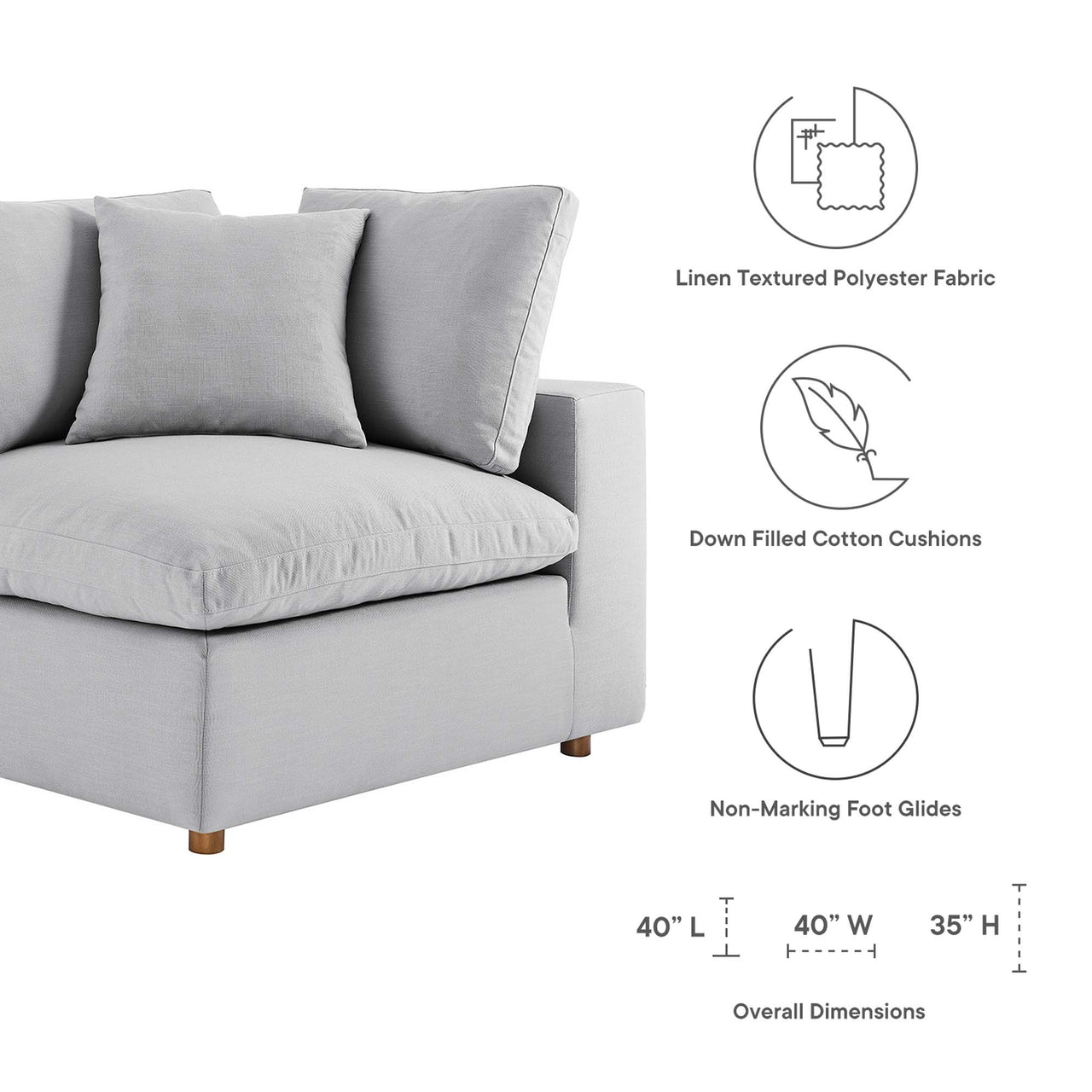 Angelic 4-Piece Cloudblend Sofa Sectional, Light Gray
