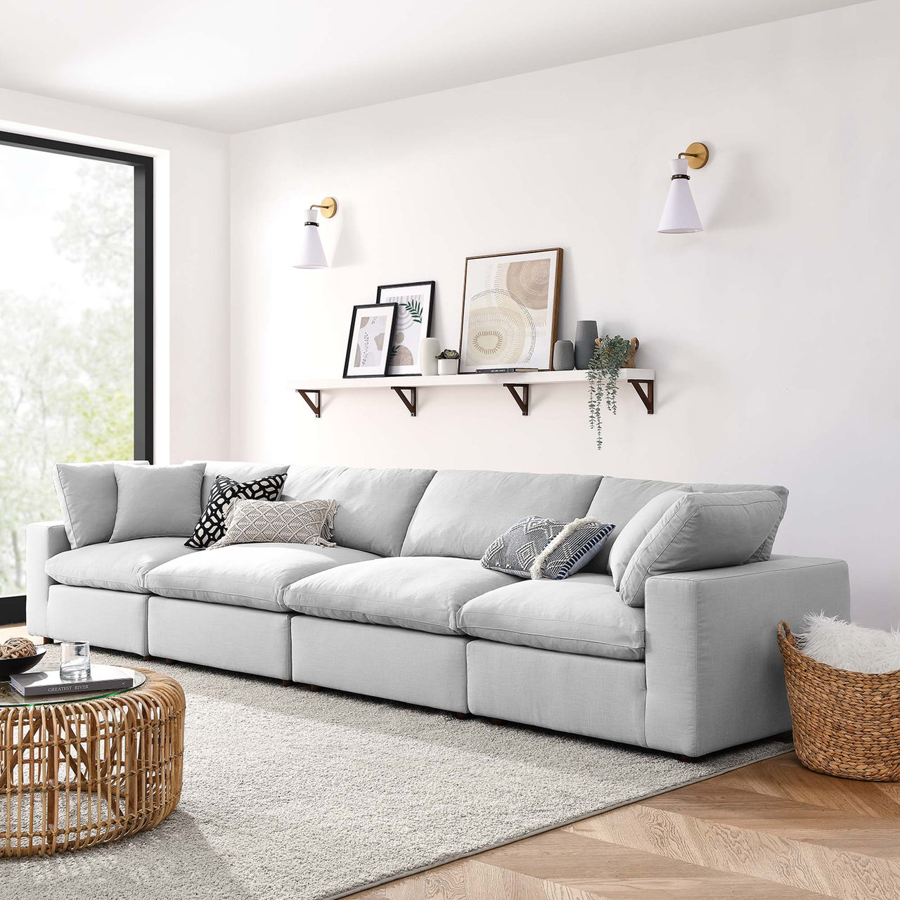 Angelic 4-Piece Cloudblend Sofa Sectional, Light Gray