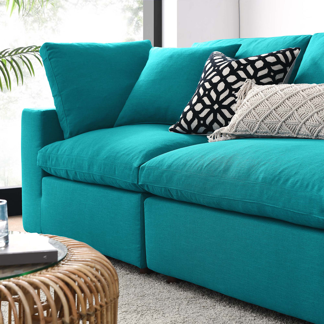 Angelic 4-Piece Cloudblend Sofa Sectional, Teal