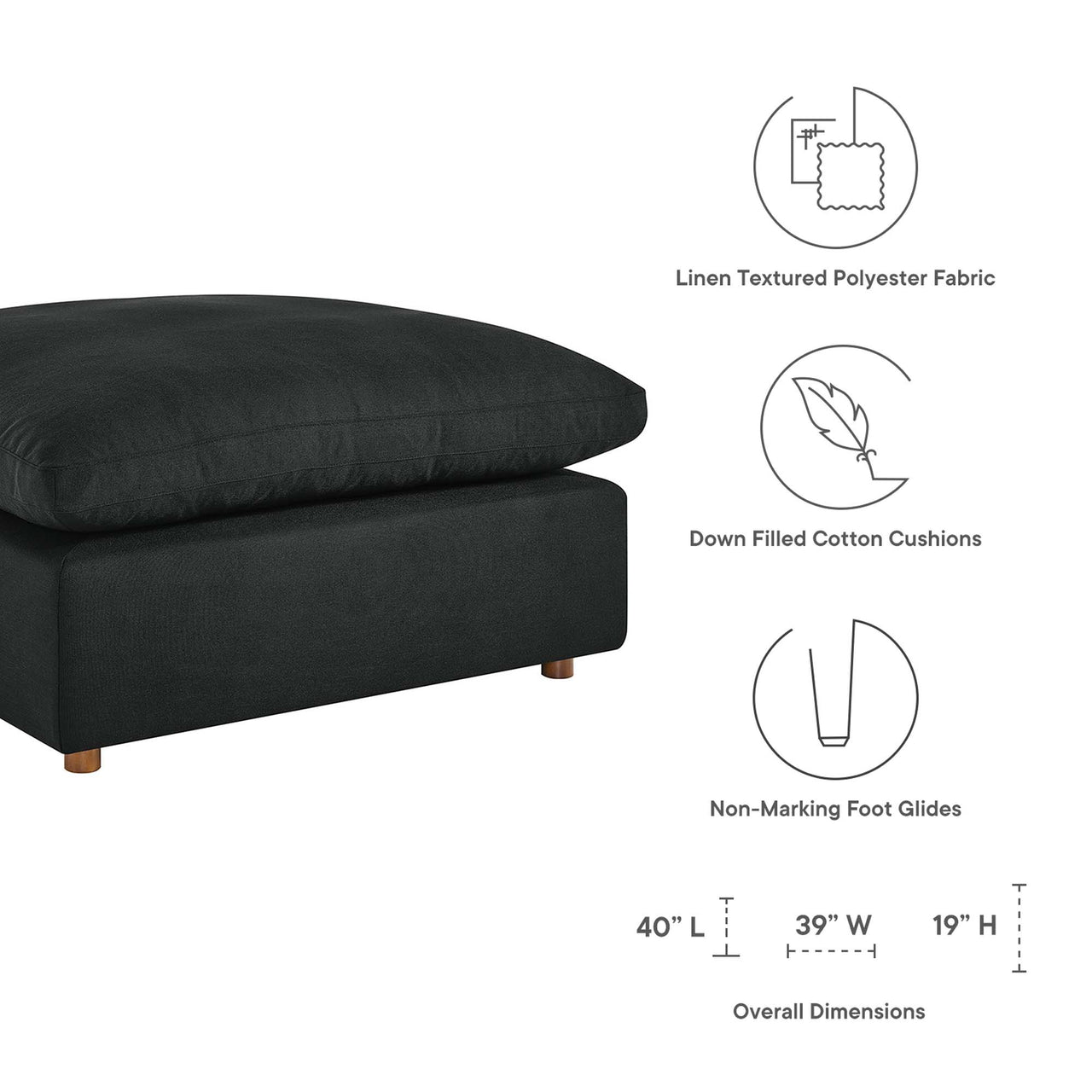 Angelic 5-Piece Cloudblend L-Shaped Sectional, Black