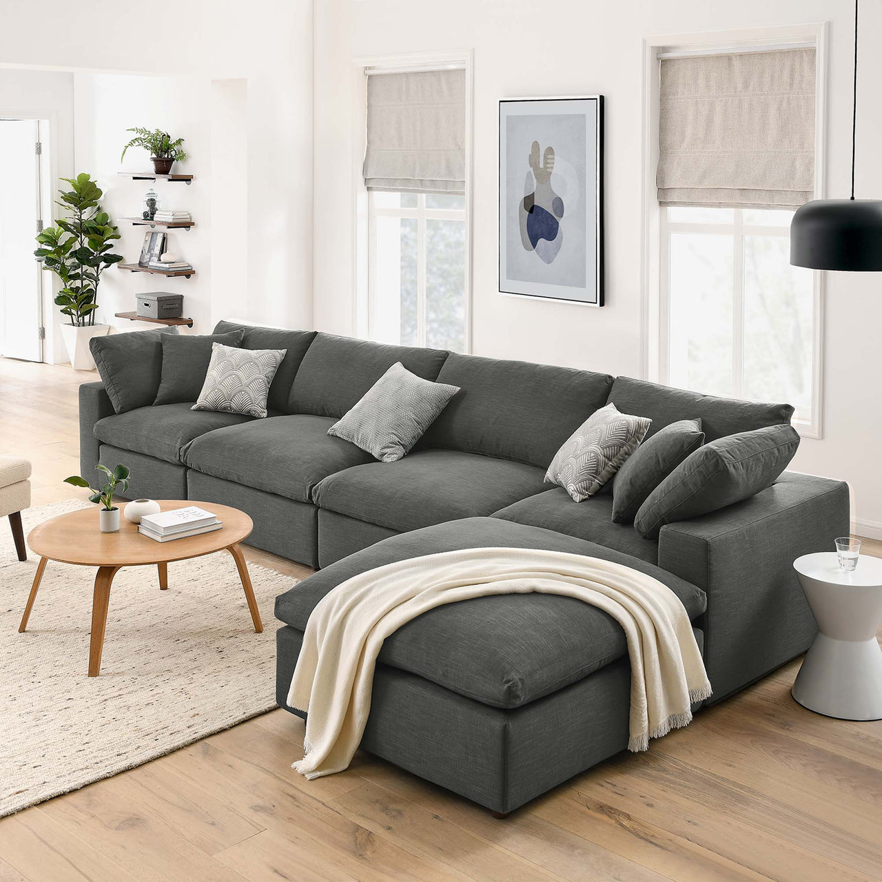 Angelic 5-Piece Cloudblend L-Shaped Sectional, Gray