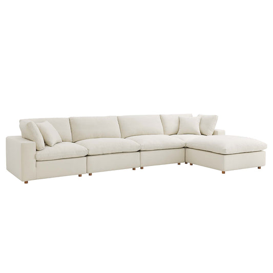 Angelic 5-Piece Cloudblend L-Shaped Sectional, Light Beige