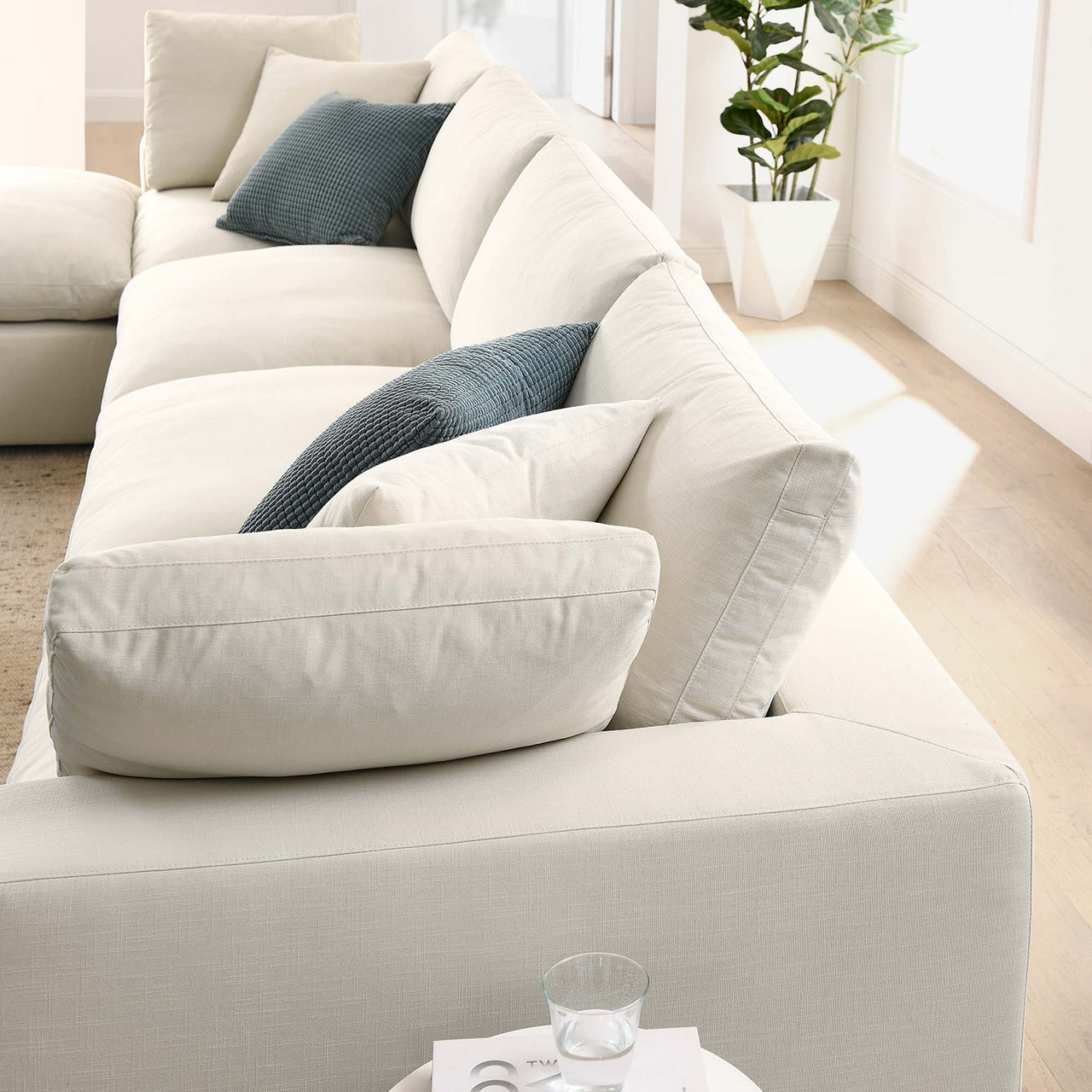 Angelic 5-Piece Cloudblend L-Shaped Sectional, Light Beige