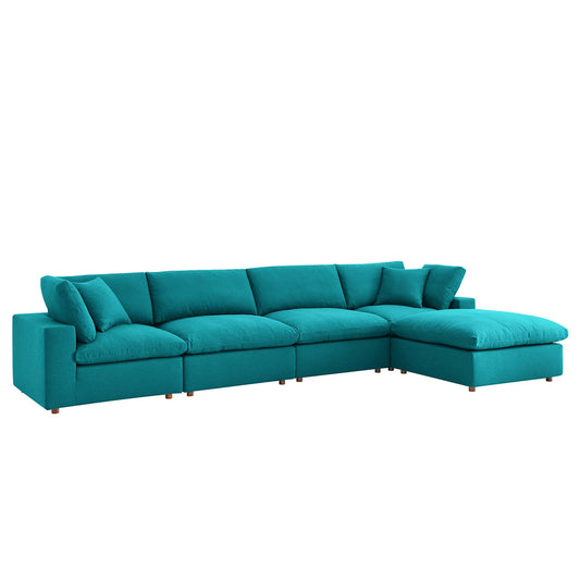 Angelic 5-Piece Cloudblend L-Shaped Sectional, Teal