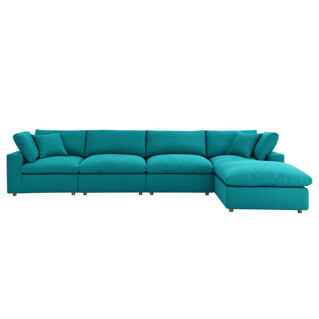 Angelic 5-Piece Cloudblend L-Shaped Sectional, Teal