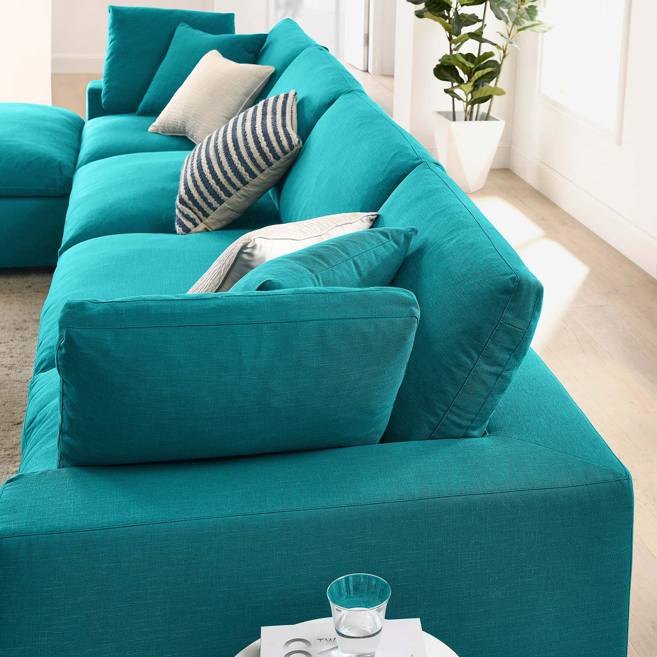 Angelic 5-Piece Cloudblend L-Shaped Sectional, Teal