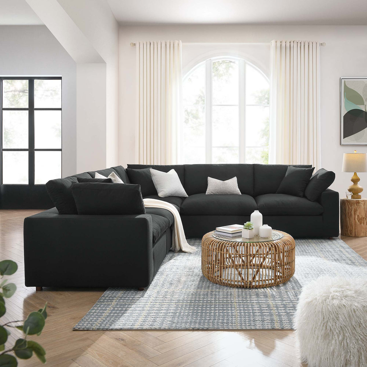 Angelic 5-Piece Cloudblend L-Shaped Corner Sectional, Black