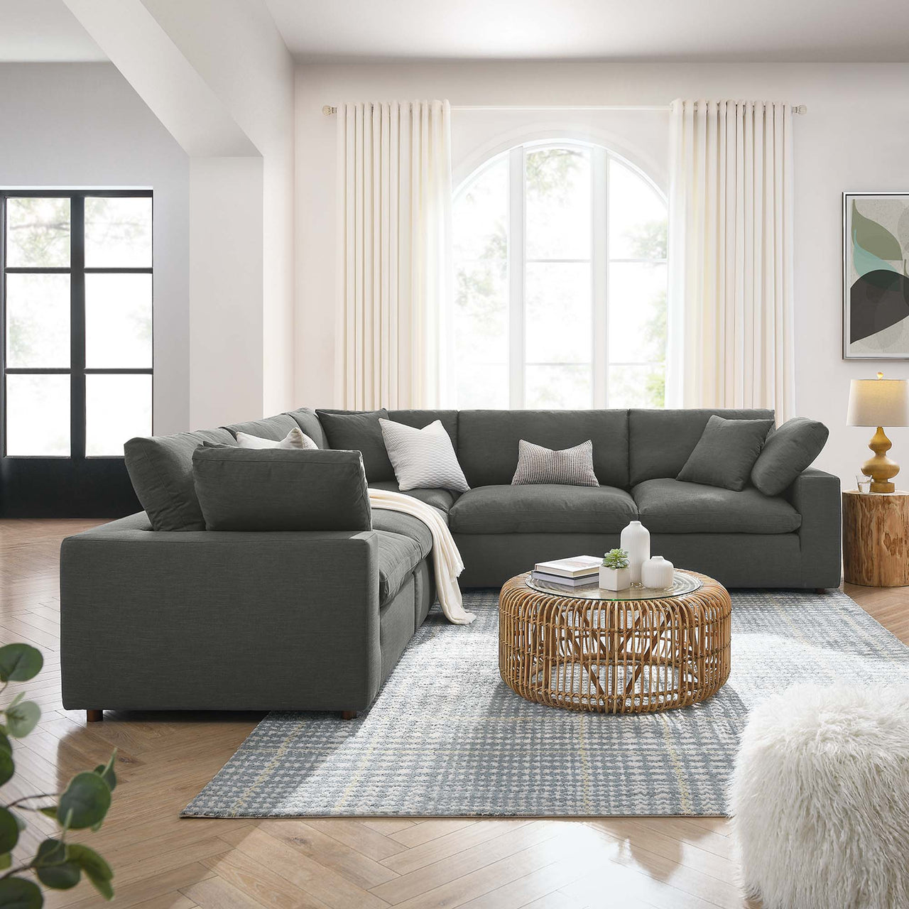 Angelic 5-Piece Cloudblend L-Shaped Corner Sectional, Gray