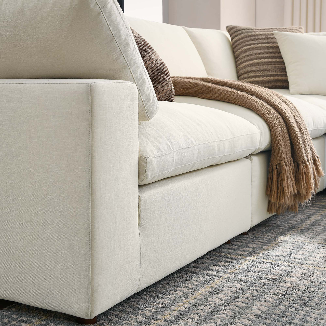 Angelic 5-Piece Cloudblend L-Shaped Corner Sectional, Light Beige