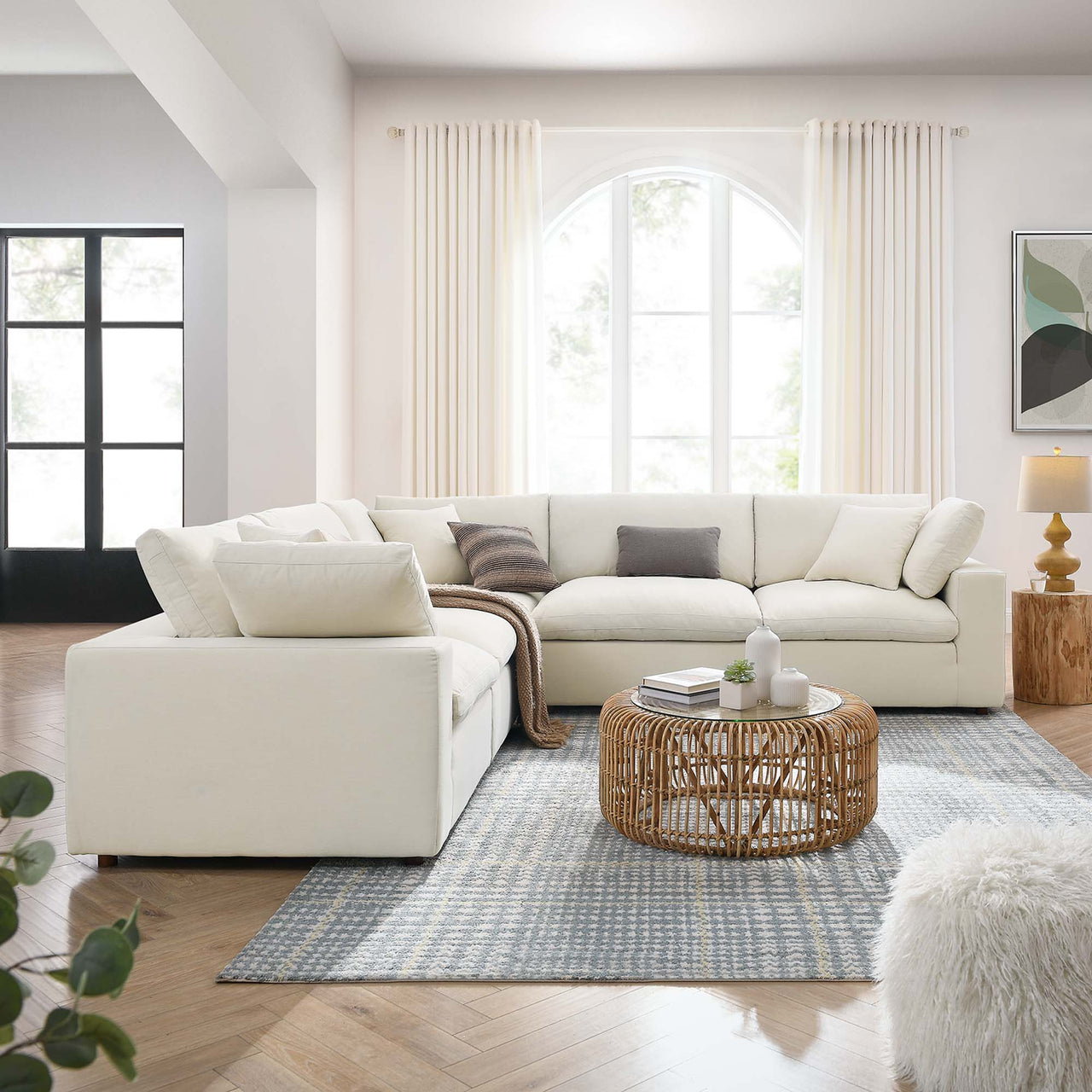 Angelic 5-Piece Cloudblend L-Shaped Corner Sectional, Light Beige
