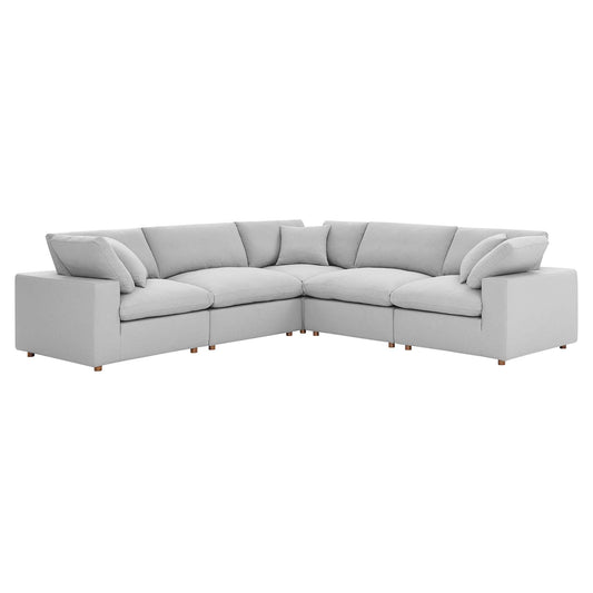Angelic 5-Piece Cloudblend L-Shaped Corner Sectional, Light Gray