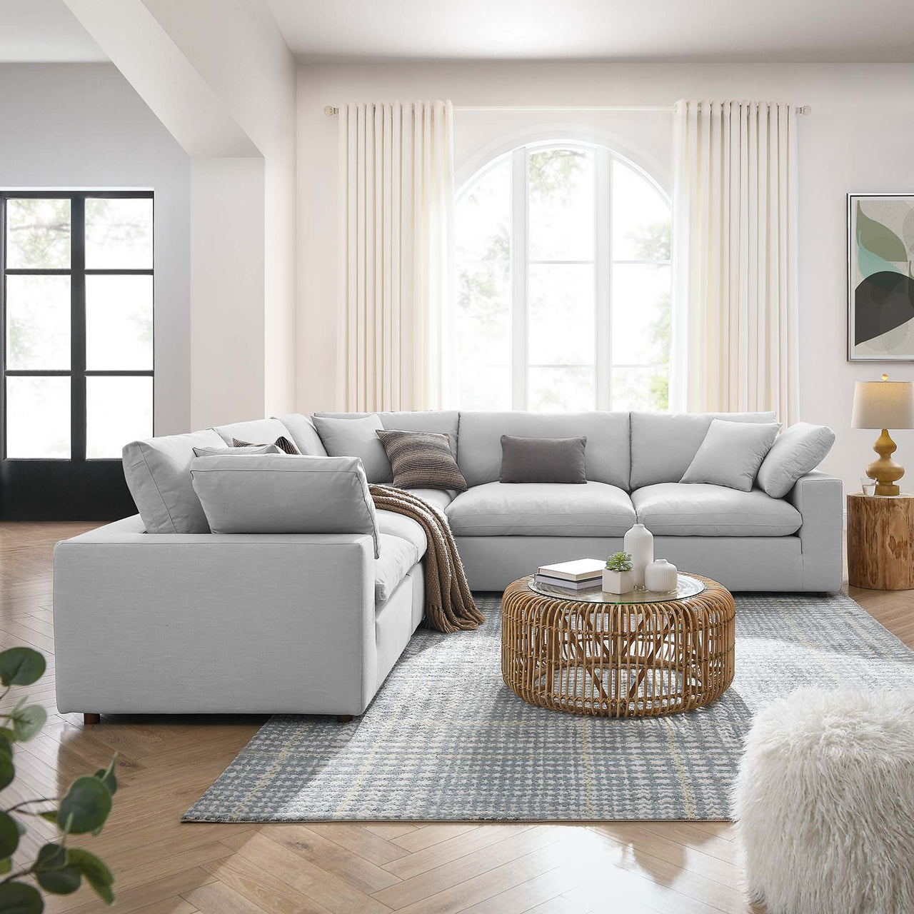 Angelic 5-Piece Cloudblend L-Shaped Corner Sectional, Light Gray