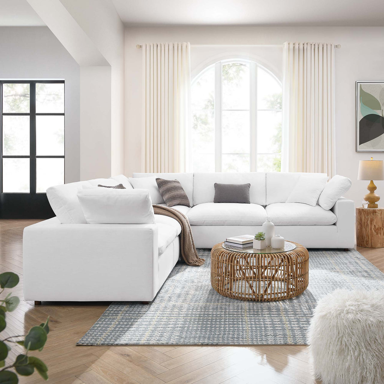 Angelic 5-Piece Cloudblend L-Shaped Corner Sectional, Pure White