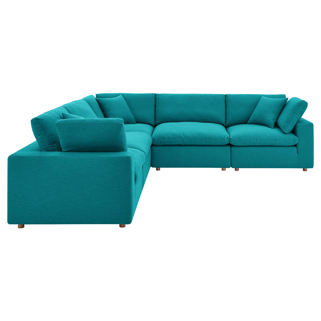 Angelic 5-Piece Cloudblend L-Shaped Corner Sectional, Teal
