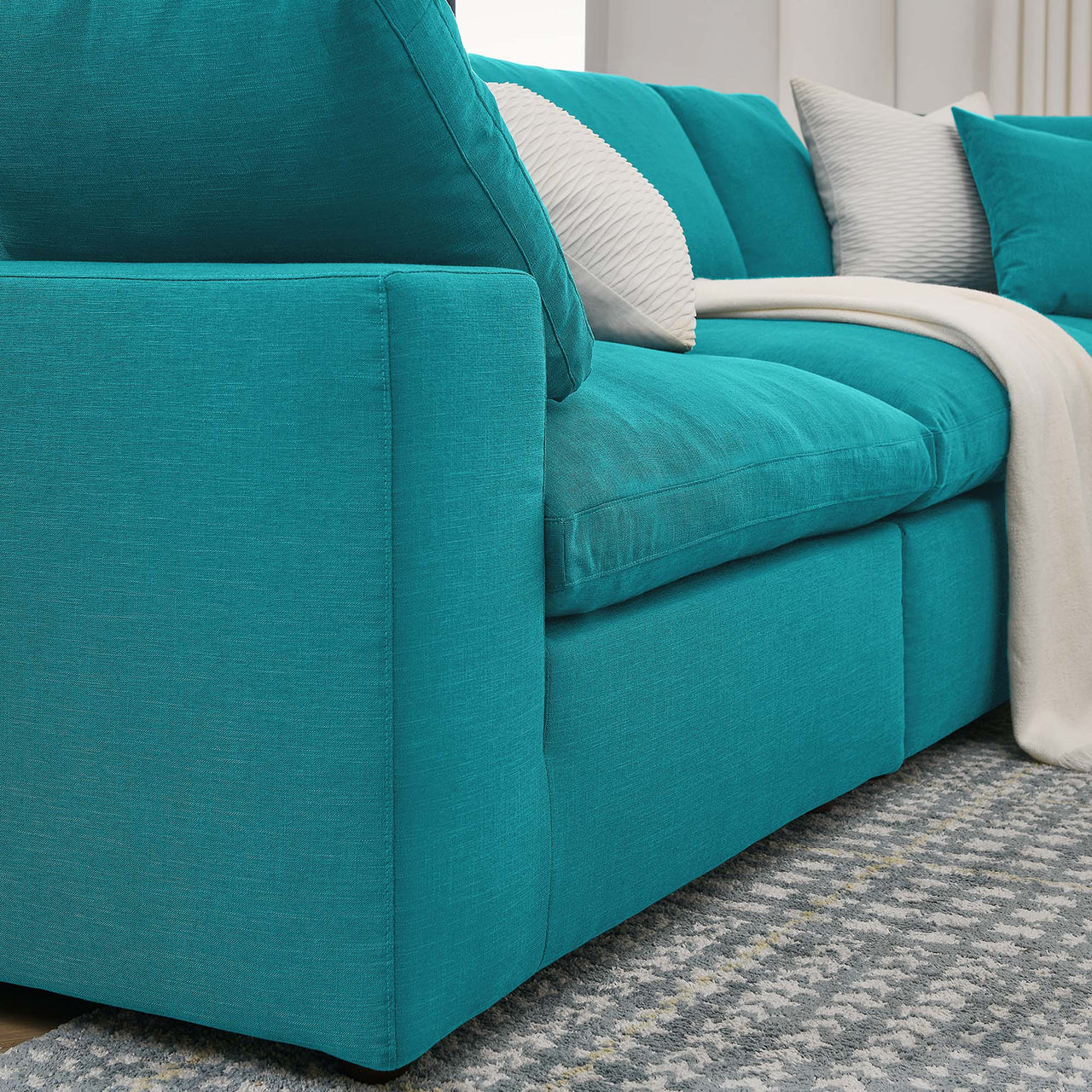 Angelic 5-Piece Cloudblend L-Shaped Corner Sectional, Teal