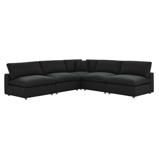 Angelic 5-Piece Cloudblend Armless L-Shaped Corner Sectional, Black