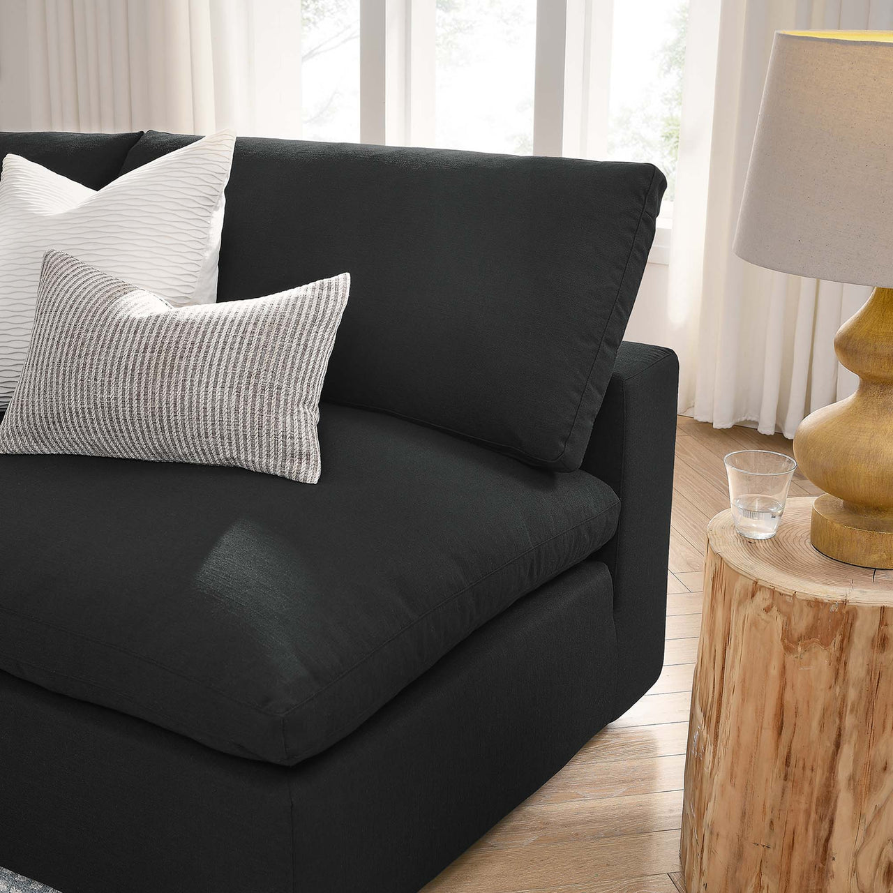 Angelic 5-Piece Cloudblend Armless L-Shaped Corner Sectional, Black