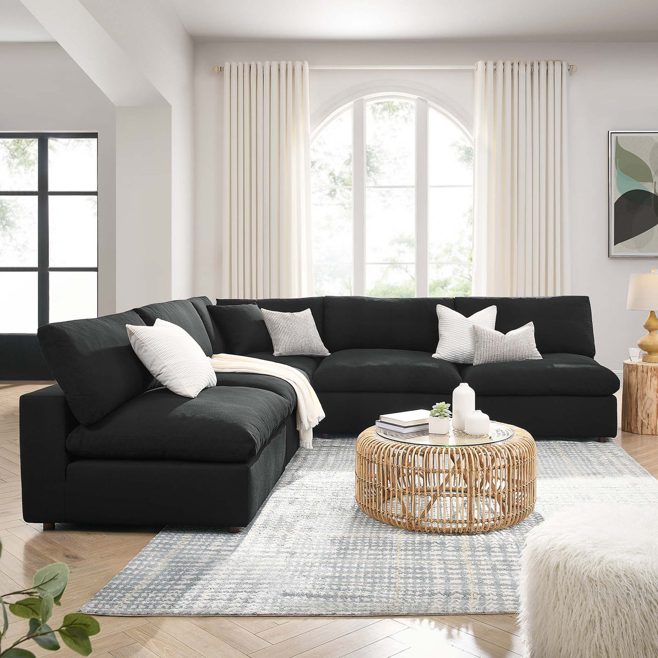 Angelic 5-Piece Cloudblend Armless L-Shaped Corner Sectional, Black