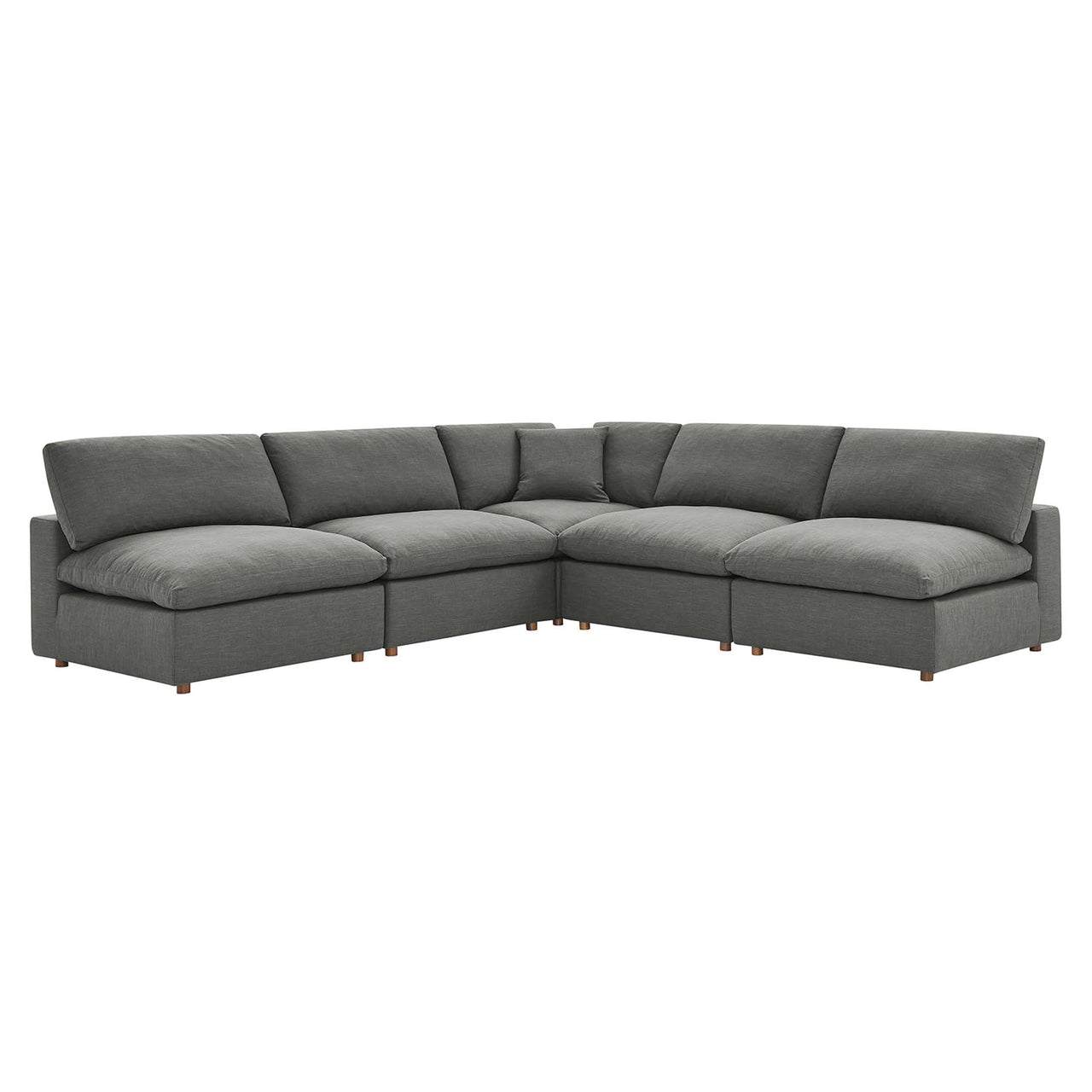 Angelic 5-Piece Cloudblend Armless L-Shaped Corner Sectional, Gray